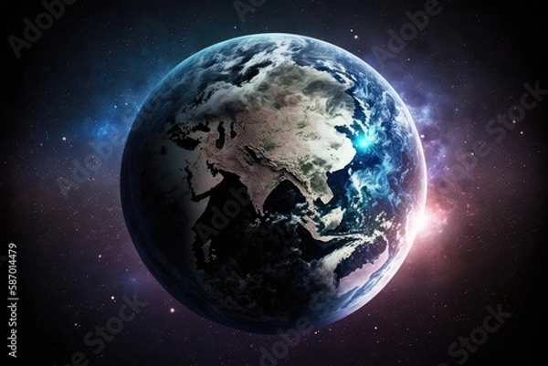 Fototapeta Abstract planet Earth globe in galaxy, AI generated