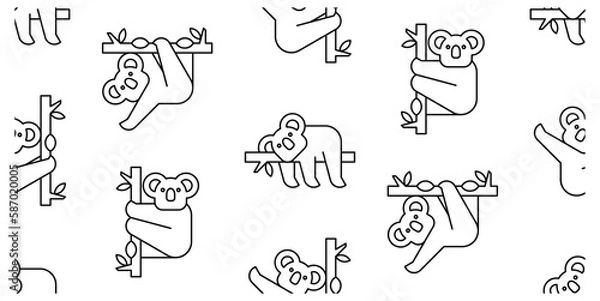 Obraz Seamless pattern with Koalas. isolated on white background