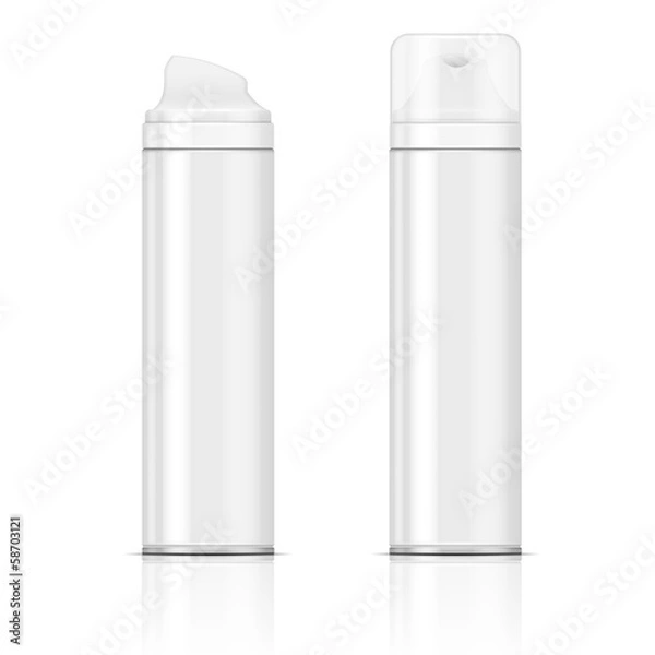 Fototapeta White shaving foam bottles