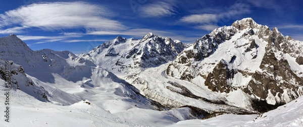 Fototapeta Panorama of Mont Blanc de Courmayeur from Cresta Youla