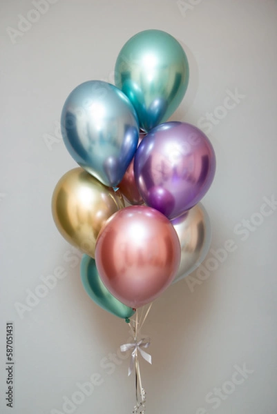 Obraz multicolored chrome balloons isolated on white background