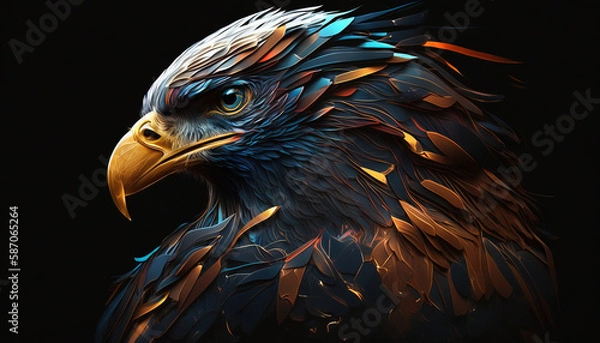 Obraz Eagle abstract wallpaper. Contrast background falcon in vivid colors generative ai