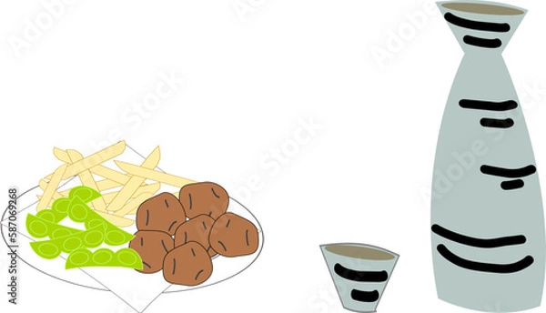 Obraz 日本酒とおつまみセット