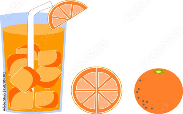 Obraz オレンジジュースとオレンジ