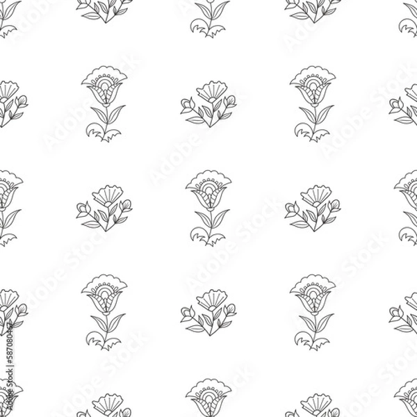 Obraz springtime seamless pattern with flowers in folk style