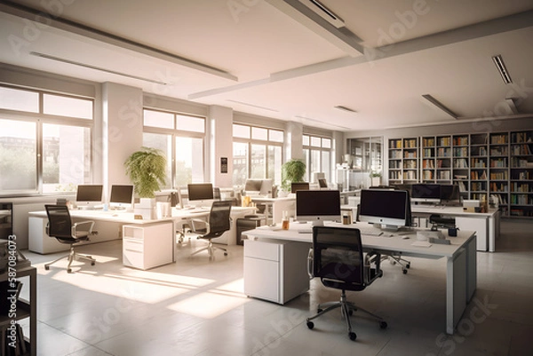 Obraz Co-Working-Space, Callcenter or Open Office, made with generative AI and reworked