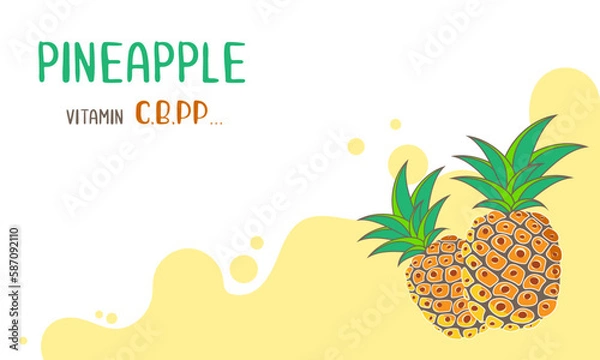 Fototapeta A pair of pineapples on a beautiful background indicating vitamins.