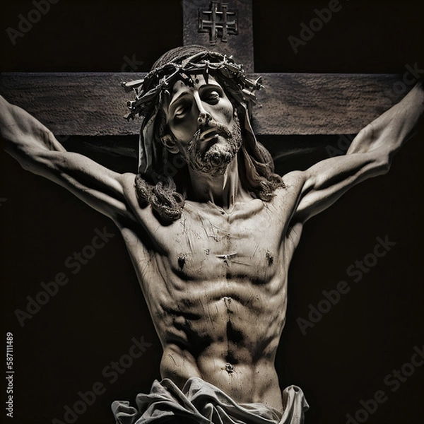 Fototapeta Jesus on the cross, made with generative AI	
