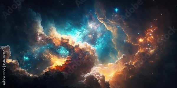 Fototapeta Colorful space galaxy cloud nebula. Stary night cosmos. Universe science astronomy. Supernova background wallpaper	
