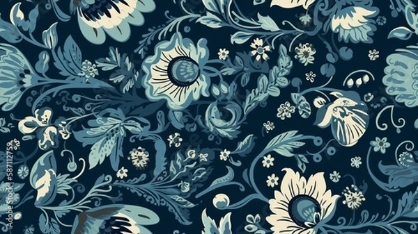 Fototapeta Blue Floral Pattern