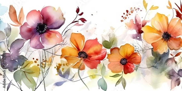 Fototapeta watercolor floral background generative AI Art