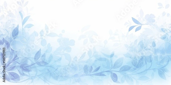 Obraz Watercolor blue floral background Generative Art