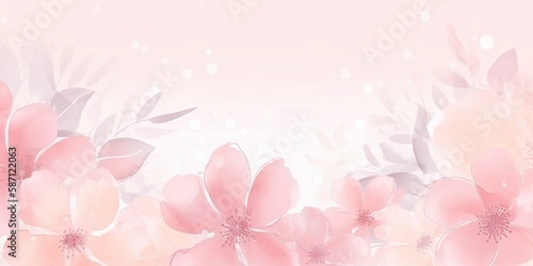 Obraz Watercolor pink floral background Generative Art