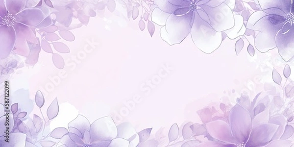 Obraz Watercolor purple floral background Generative Art