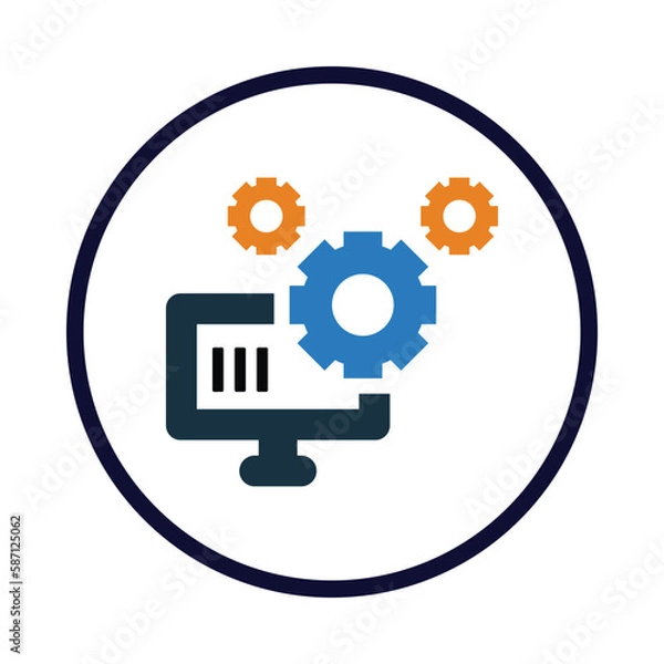 Fototapeta computer, monitor, gear, setting, update, software, computer software update icon
