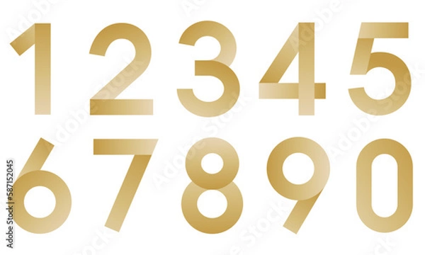 Fototapeta Vector gradient metal textured Arabic numerals