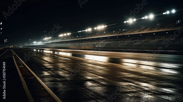 Obraz empty race traffic with lights on at nights 