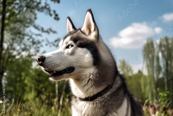 Fototapeta Siberian Husky portrait. Generative AI