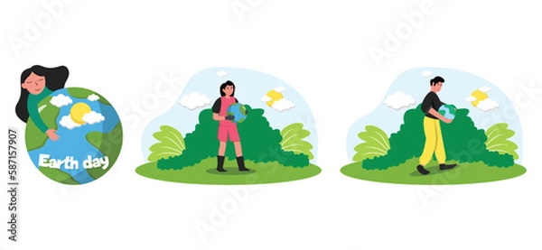 Fototapeta Earth Day Flat Bundle Design Illustration