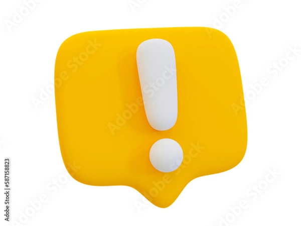 Fototapeta 3d minimal exclamation mark icon. warning icon. beware, watch out, be careful. 3d illustration.