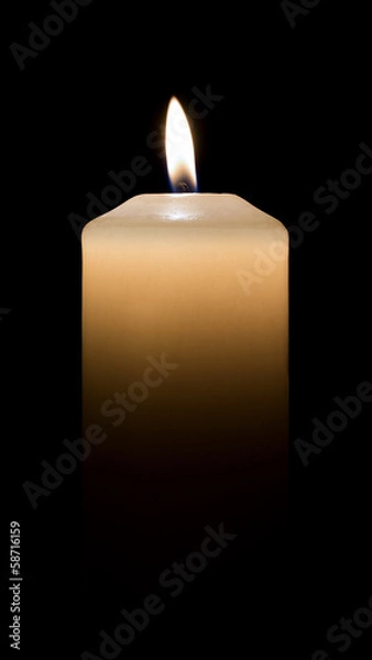 Fototapeta White candle on dark background