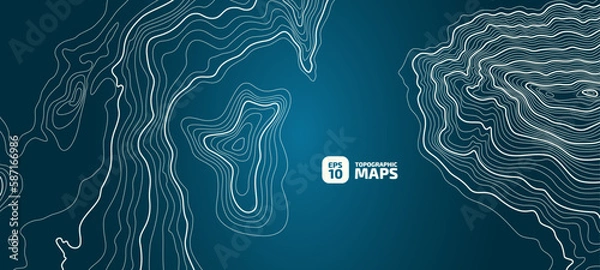 Fototapeta The stylized height of the topographic contour in lines and contours. The concept of a conditional geography scheme and the terrain path. Vector illustration.	