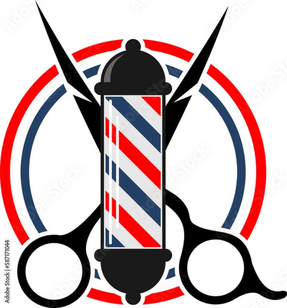 Fototapeta Circular shape with barber scissors