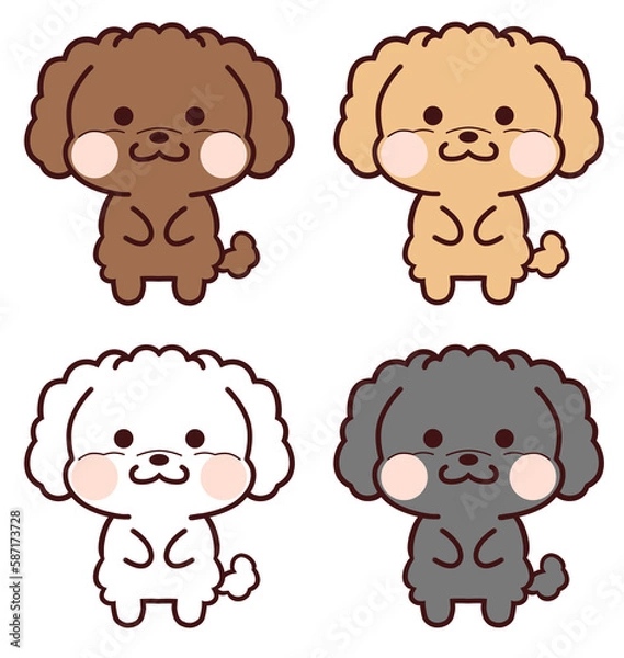 Obraz お辞儀しているトイプードルセット