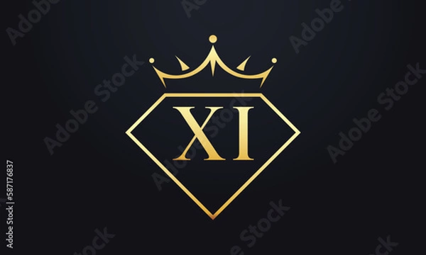 Fototapeta Diamond crown vector. Luxury queen logo for jewelry vector with letters	