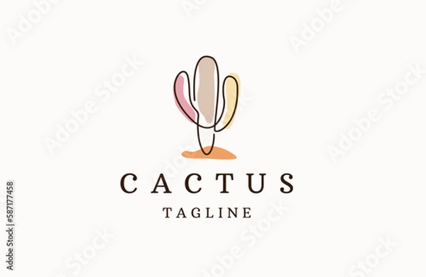 Fototapeta Cactus tree logo icon design template flat vector