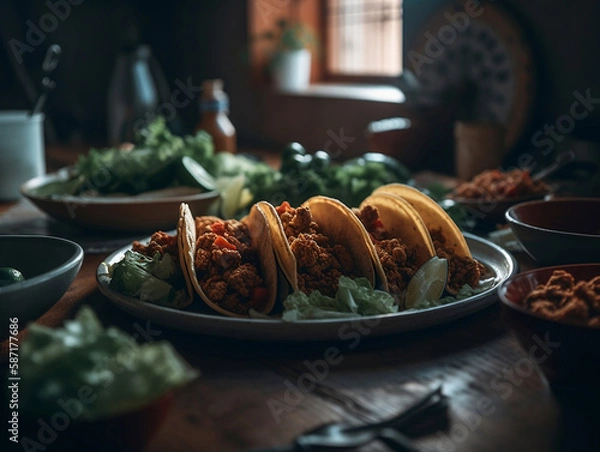 Obraz Taco dish and table