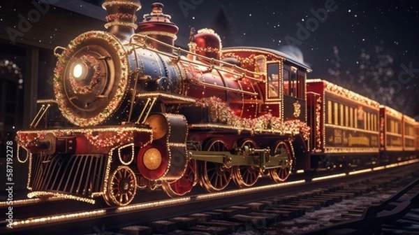 Obraz christmas train. Created with Generative AI.