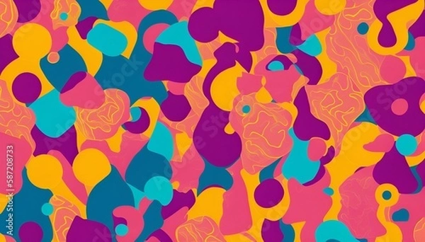 Fototapeta colourful abstract shapes as a background, 70s vibes | Generative Ai