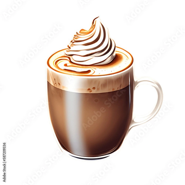 Fototapeta Cappuccino cup isolated on transparent background. Generative AI