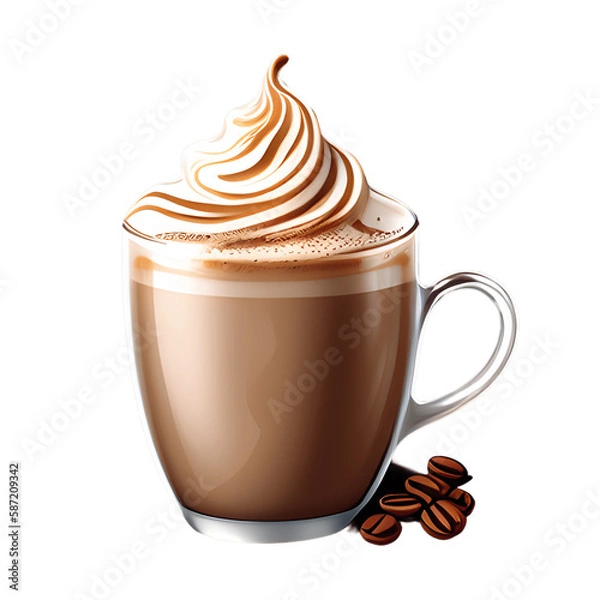Obraz Cappuccino cup isolated on transparent background. Generative AI