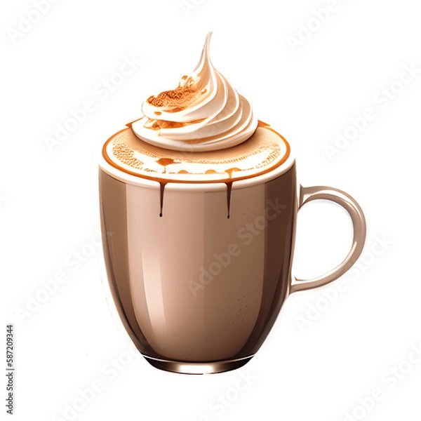 Fototapeta Cappuccino cup isolated on transparent background. Generative AI