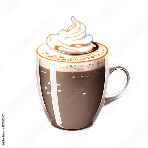 Fototapeta Cappuccino cup isolated on transparent background. Generative AI
