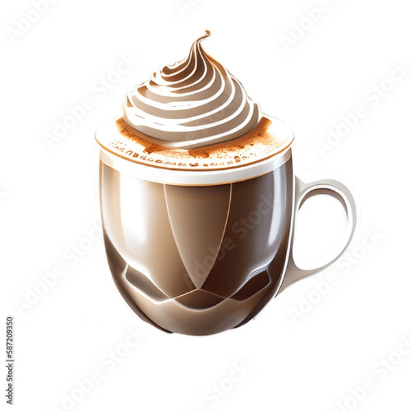 Fototapeta Cappuccino cup isolated on transparent background. Generative AI