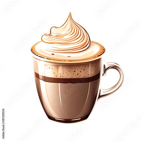 Fototapeta Cappuccino cup isolated on transparent background. Generative AI