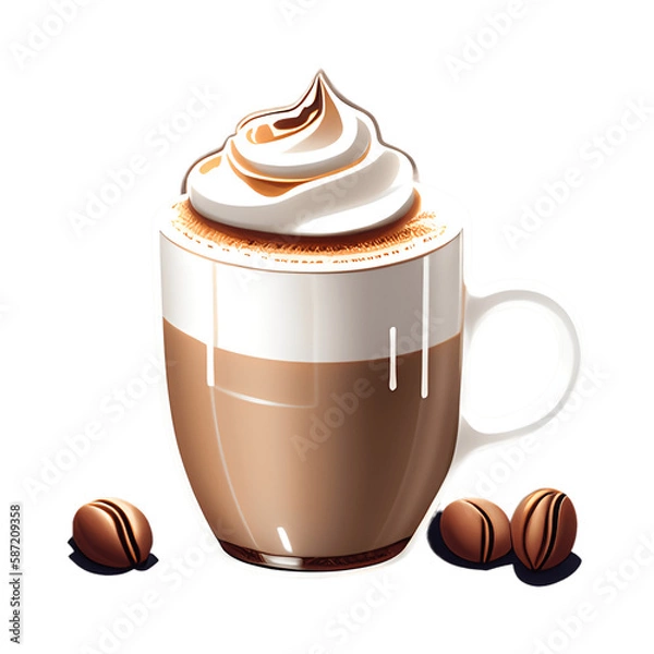Fototapeta Cappuccino cup isolated on transparent background. Generative AI