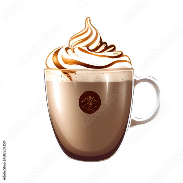 Fototapeta Cappuccino cup isolated on transparent background. Generative AI