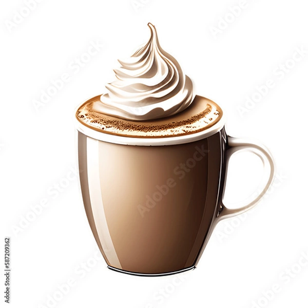 Fototapeta Cappuccino cup isolated on transparent background. Generative AI