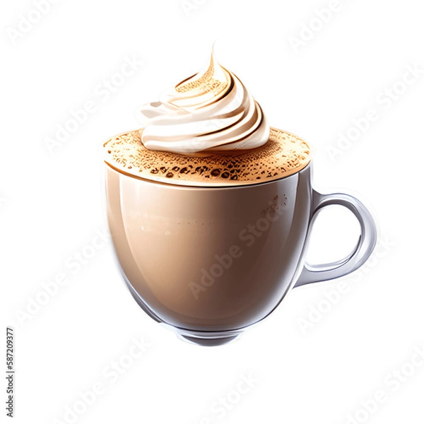 Fototapeta Cappuccino cup isolated on transparent background. Generative AI