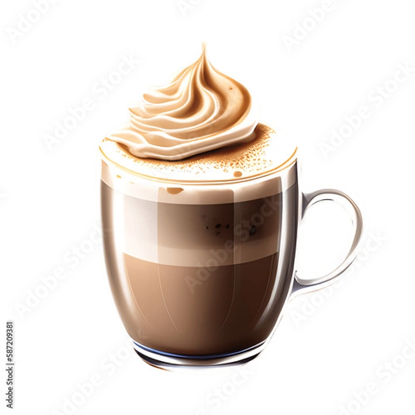 Fototapeta Cappuccino cup isolated on transparent background. Generative AI