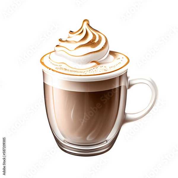 Fototapeta Cappuccino cup isolated on transparent background. Generative AI