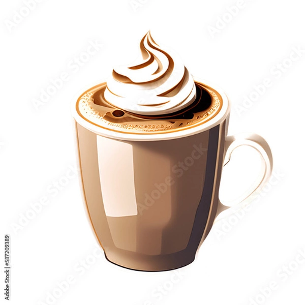 Fototapeta Cappuccino cup isolated on transparent background. Generative AI