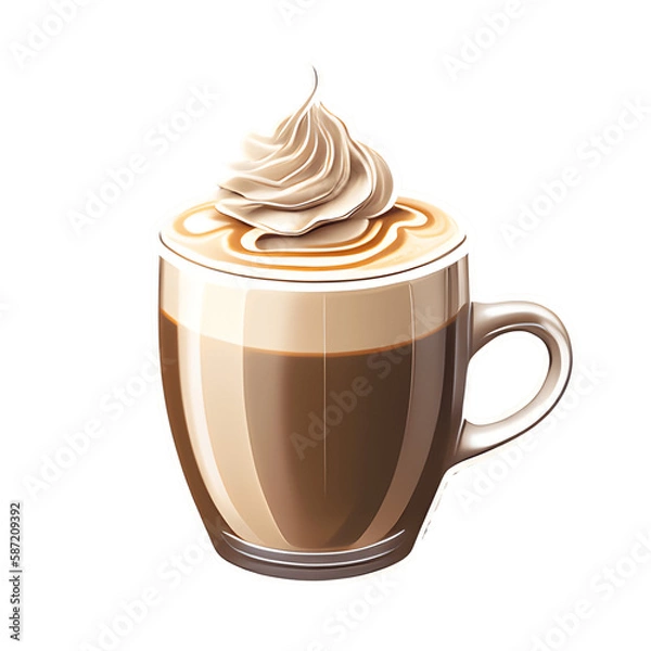 Fototapeta Cappuccino cup isolated on transparent background. Generative AI