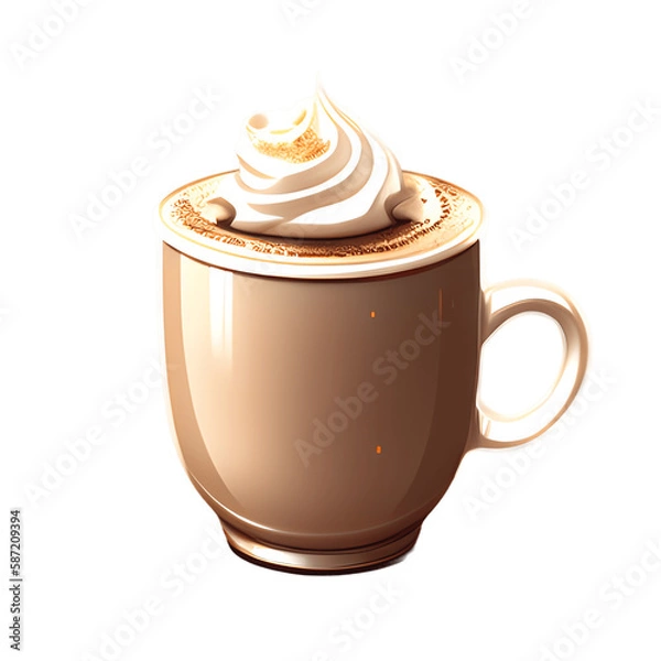 Fototapeta Cappuccino cup isolated on transparent background. Generative AI