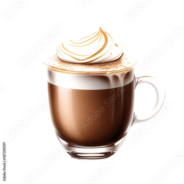 Fototapeta Cappuccino cup isolated on transparent background. Generative AI