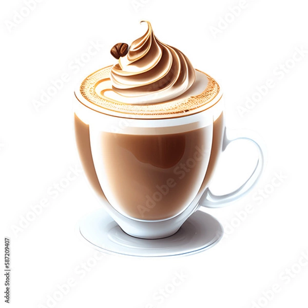 Fototapeta Cappuccino cup isolated on transparent background. Generative AI